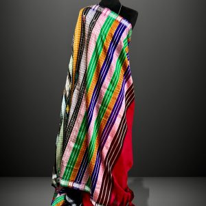 berhampuri double pallu handweaved saree in red and black