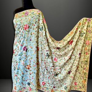 Parsi Gara hand embroidered saree in pure tussar