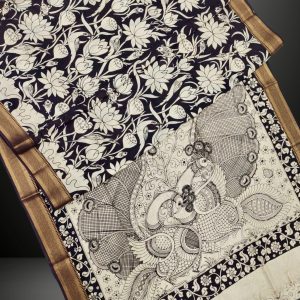 kalamkari Saree hand painted on Bangalore pure silk