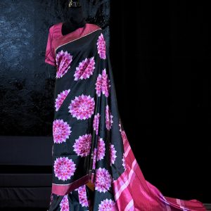 exclusive black Odisha silk saree with dahlia Ikkat work Handweaved by Nuapatna cluster